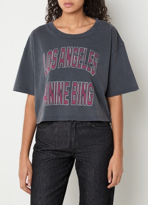 Anine Bing Johnny cropped T-shirt met logoprint