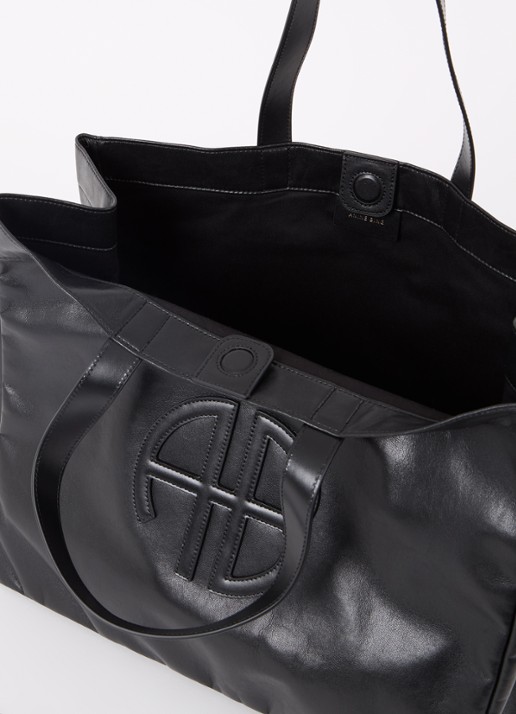 Anine Bing Large Rio shopper met leren details - detail zwart