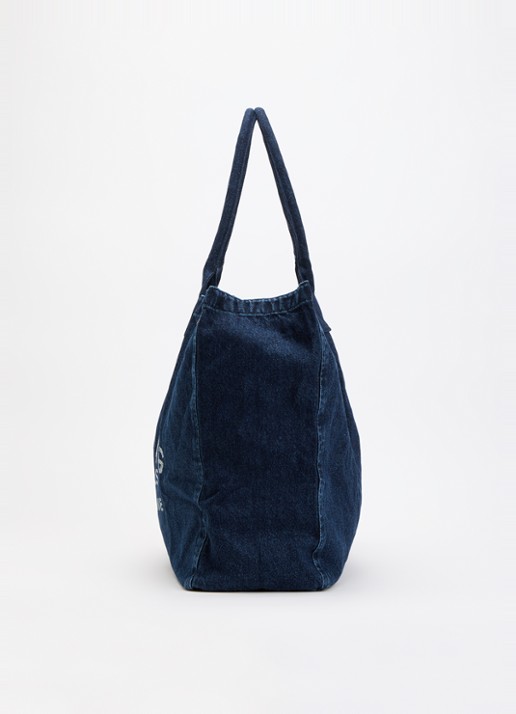 Anine Bing Leo schoudertas van denim met logo - detail 4 indigo