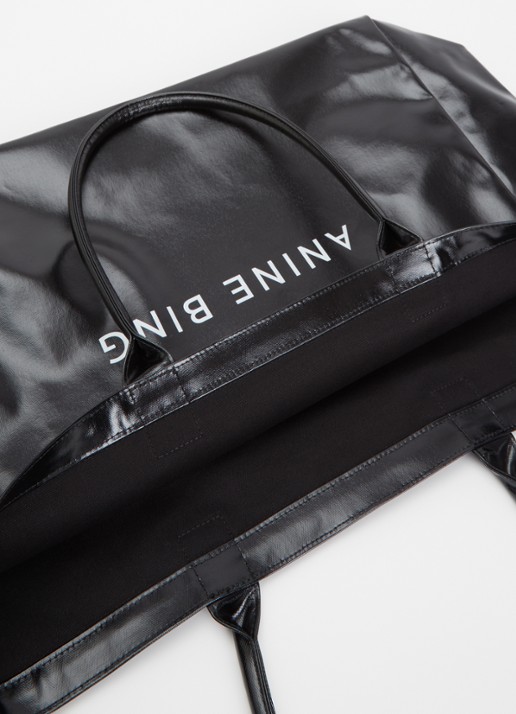 Anine Bing Leo shopper met logo - detail zwart