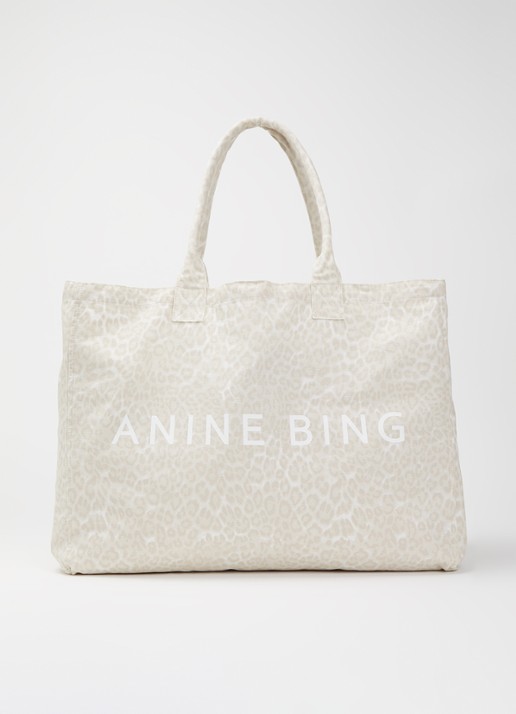 Anine Bing Leo shopper van canvas met panterprint