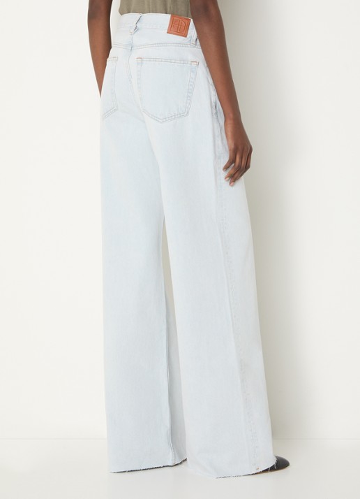Anine Bing Lewis high waist wide leg jeans met lichte wassing - achterkant 4 indigo