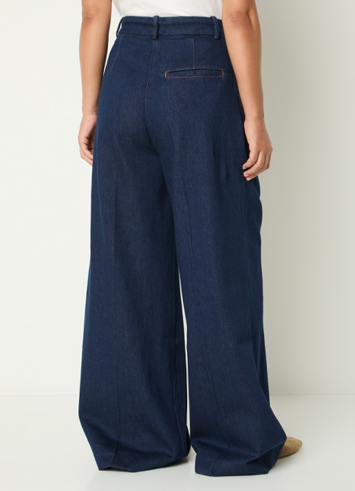 Anine Bing Lou high waist loose fit jeans met plooidetail - achterkant 4 indigo