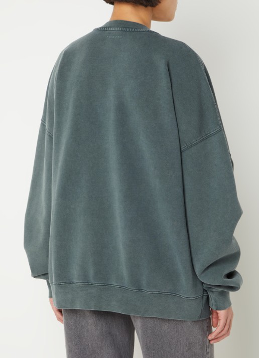 Anine Bing Miles oversized sweater met logoprint - achterkant 4 olijfgroen