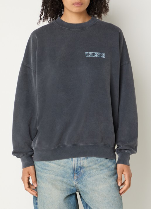 Anine Bing Miles sweater met front- en backprint - achterkant 4 zwart