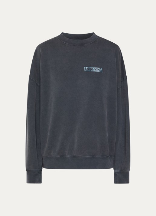 Anine Bing Miles sweater met front- en backprint - voorkant zwart