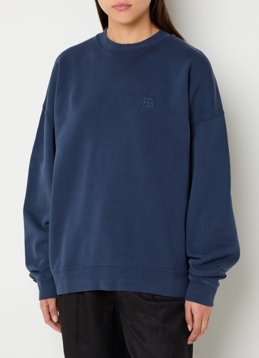 Anine Bing Miles sweater met logo - detail donkerblauw