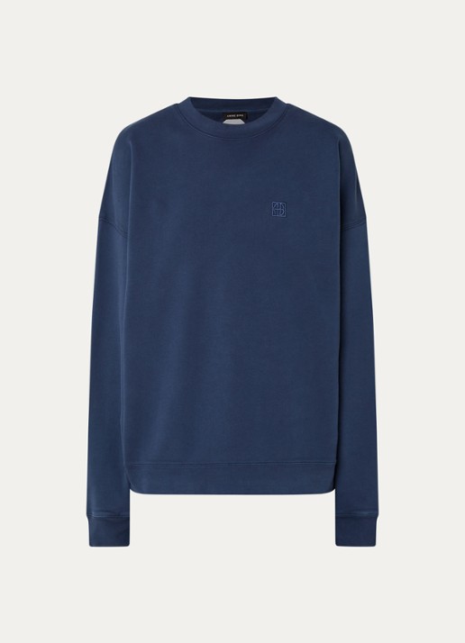 Anine Bing Miles sweater met logo - voorkant 2 donkerblauw