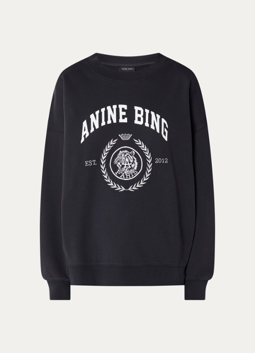 Anine Bing Miles sweater met logo  - voorkant 3 zwart