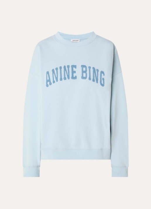 Anine Bing Miles sweater met logoborduring - voorkant 2 lichtblauw