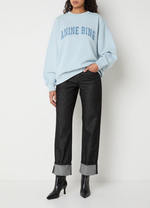 Anine Bing Miles sweater met logoborduring - voorkant 3 lichtblauw