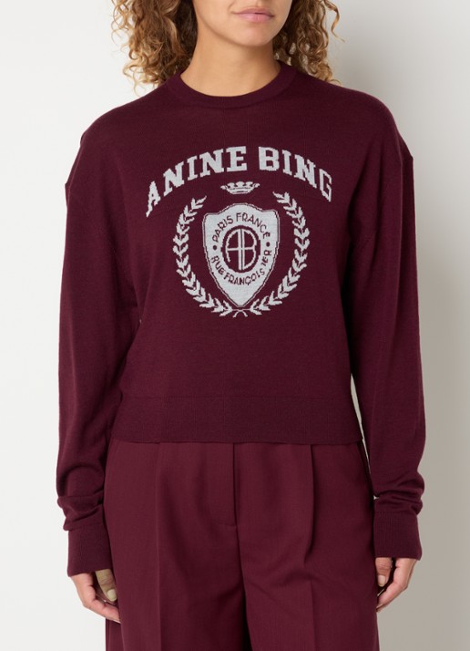 Anine Bing Miles sweater met logoprint en verwassen afwerking