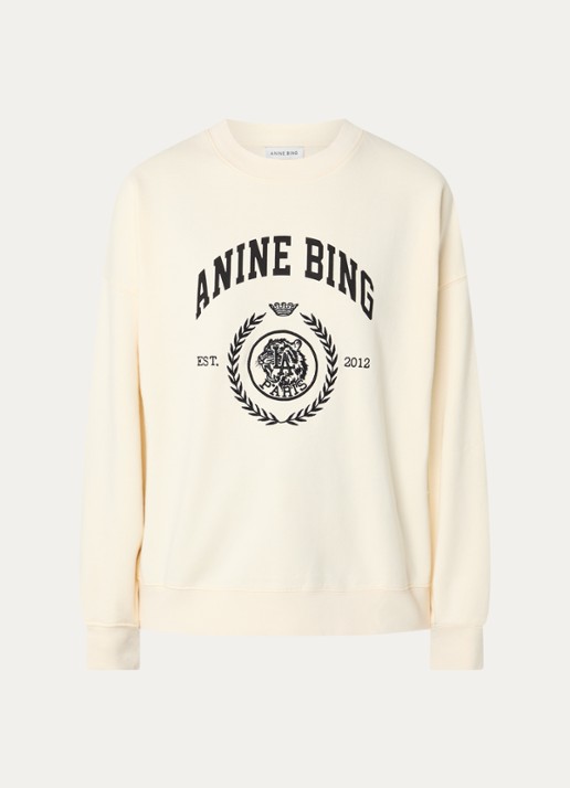 Anine Bing Miles sweater met logoprint - voorkant gebroken wit