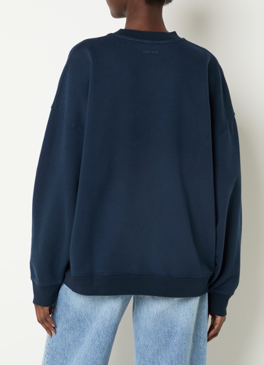Anine Bing Miles sweater met logoprint - achterkant donkerblauw