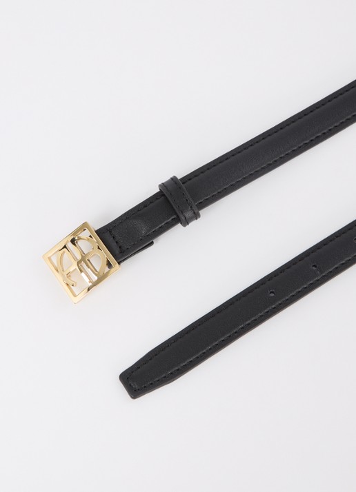 Anine Bing Monogram riem van leer met logo - detail 2 zwart