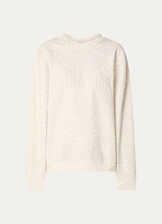 Anine Bing Sweater met panterprint - voorkant beige