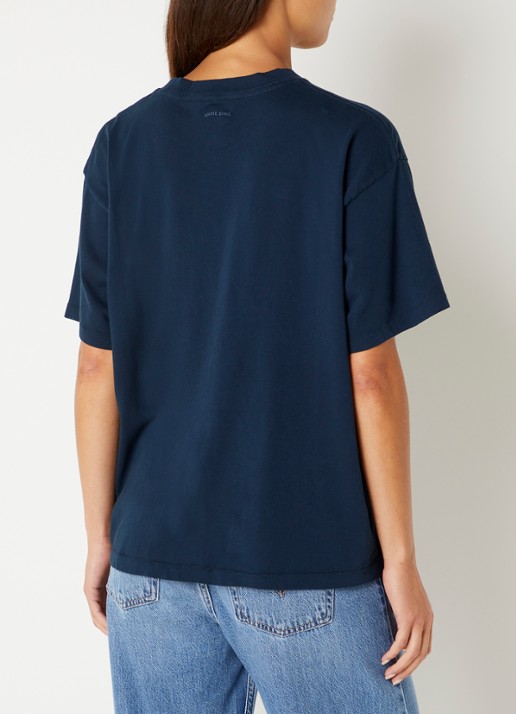 Anine Bing Wagner T-shirt met logoprint - achterkant 4 donkerblauw