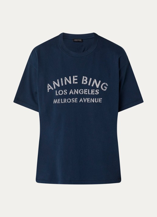 Anine Bing Wagner T-shirt met logoprint - voorkant donkerblauw