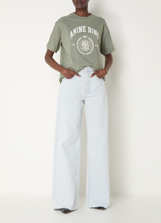 Anine Bing Walker T-shirt met logoprint - voorkant 3 olijfgroen