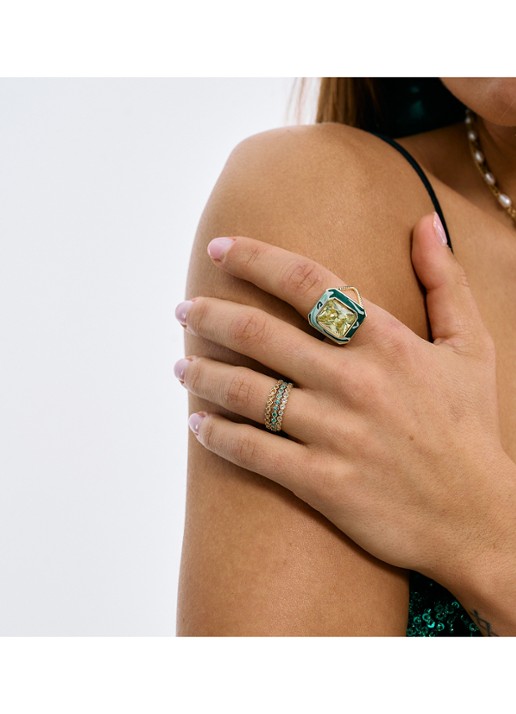 Anna + Nina Alba Verde ring verguld - detail 3 goud
