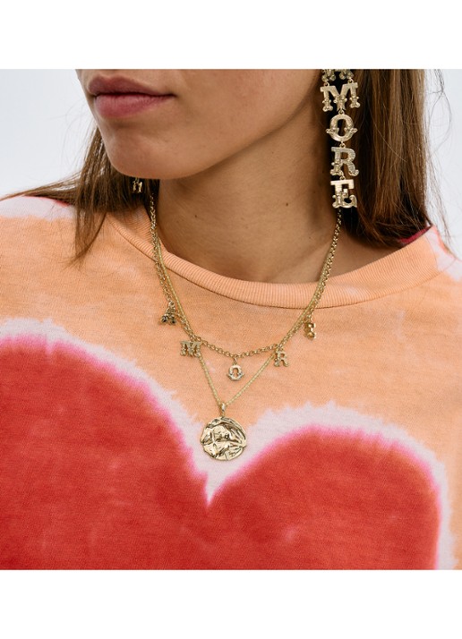 Anna + Nina Amore ketting met hanger - detail goud