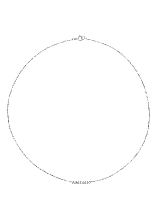 Anna + Nina Amore ketting met hanger  - voorkant 2 zilver