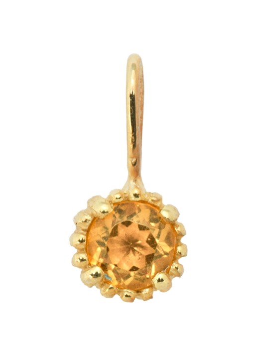 Anna + Nina Birthstone hanger november van 14 karaat goud met citrien - voorkant geelgoud