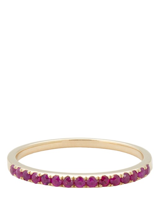 Anna + Nina Birthstone ring juli van 14 karaat geelgoud - voorkant geelgoud