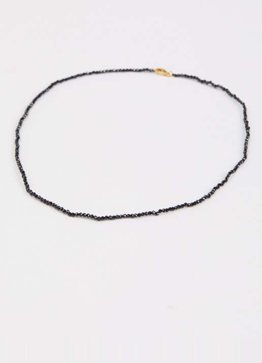 Anna + Nina Black Onyx Gemstone ketting verguld - detail zwart
