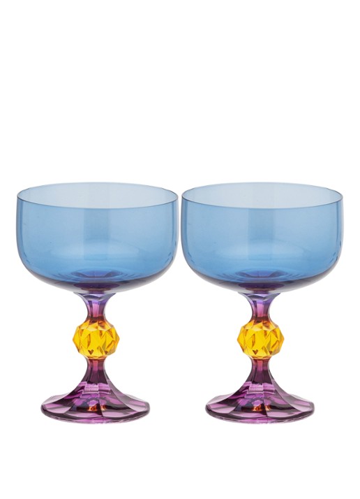 Anna + Nina Bliss cocktailglas set van 2 - detail multicolor