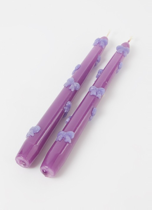 Anna + Nina Bows 3D dinerkaars 25 cm set van 2 - voorkant 2 paars
