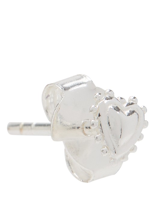 Anna + Nina Bravery Heart oorknopje - voorkant zilver