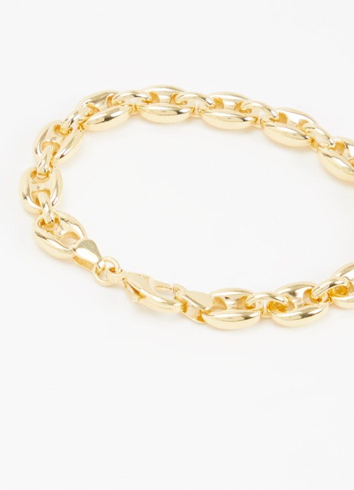 Anna + Nina Chunky Coffee Bean schakelarmband  - detail 2 goud