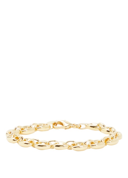 Anna + Nina Chunky Coffee Bean schakelarmband  - voorkant goud