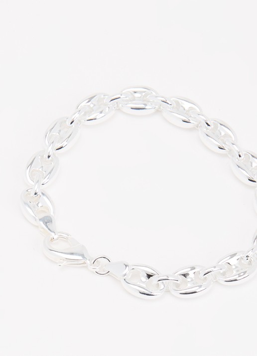 Anna + Nina Chunky Coffee Bean schakelarmband  - detail 2 zilver