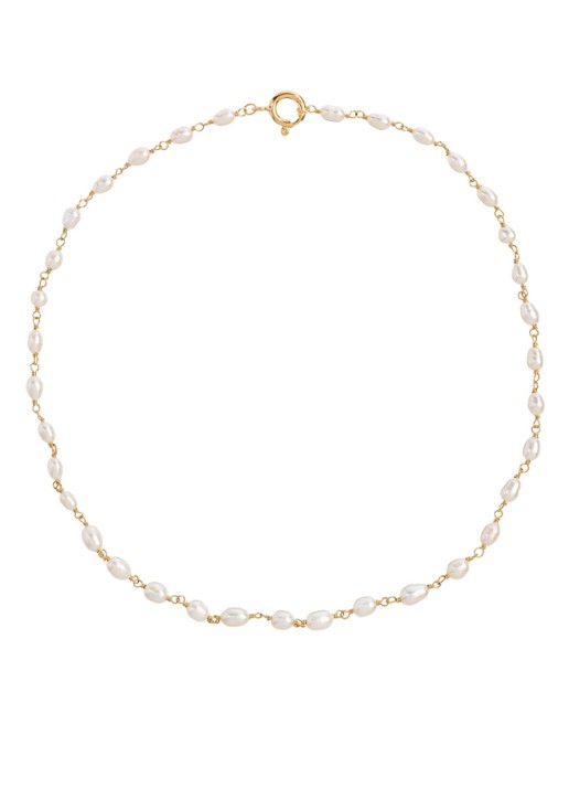 Anna + Nina Clutching Pearls ketting verguld - detail goud