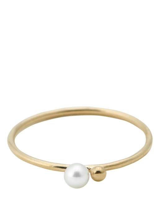 Anna + Nina Cosmic Dust ring van 14k goud met zoetwaterparel 18-2M908013G - voorkant 2 geelgoud