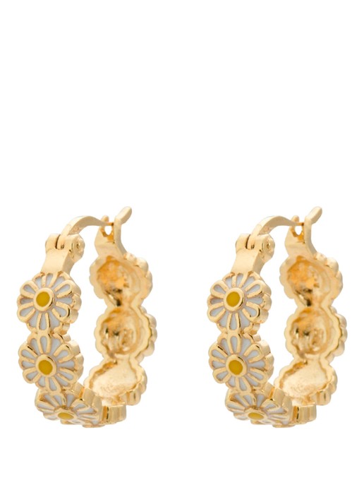 Anna + Nina Daisy Coloured oorringen verguld - voorkant goud