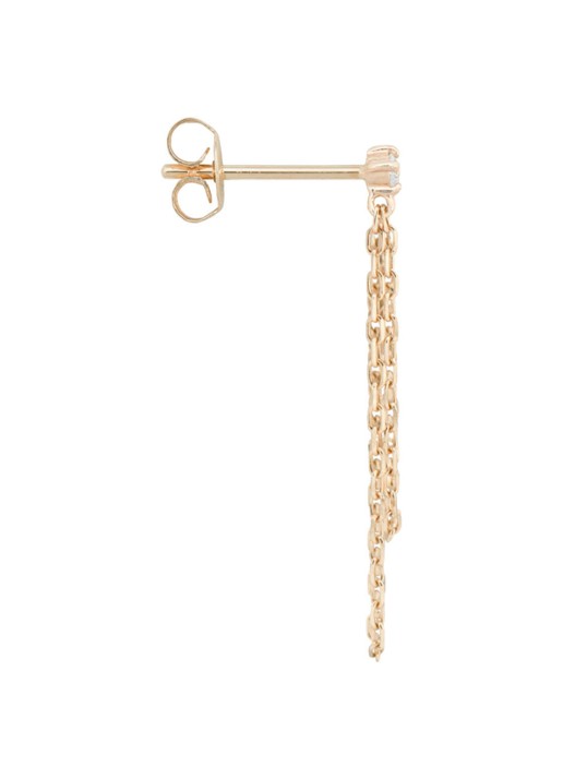 Anna + Nina Enchanted Chain enkele oorsteker van 14 karaat geelgoud - detail 2 geelgoud