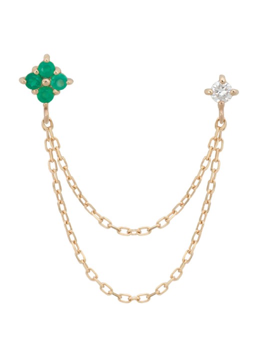 Anna + Nina Enchanted Chain enkele oorsteker van 14 karaat geelgoud