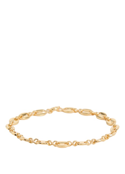 Anna + Nina Fine Coffee Bean armband verguld - voorkant goud