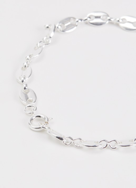 Anna + Nina Fine Coffee Bean armband verguld - detail zilver