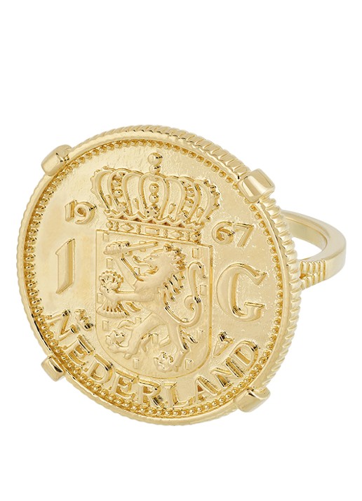 Anna + Nina Fortunate Coin ring verguld