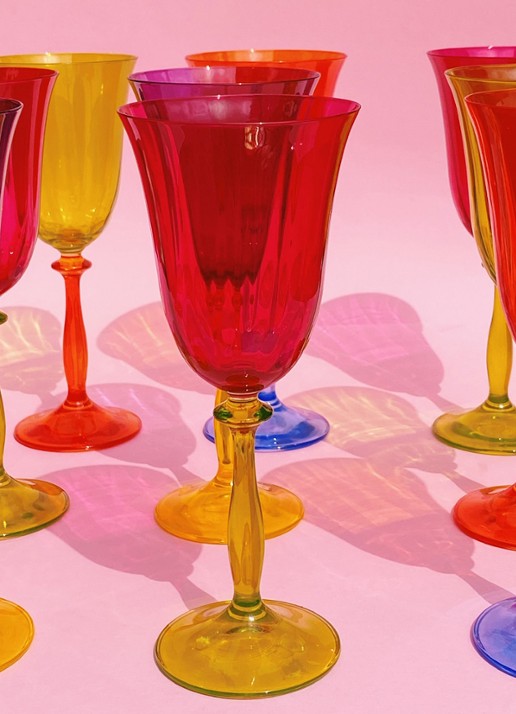 Anna + Nina Gardenia witte wijnglas 20 cl - voorkant 3 multicolor