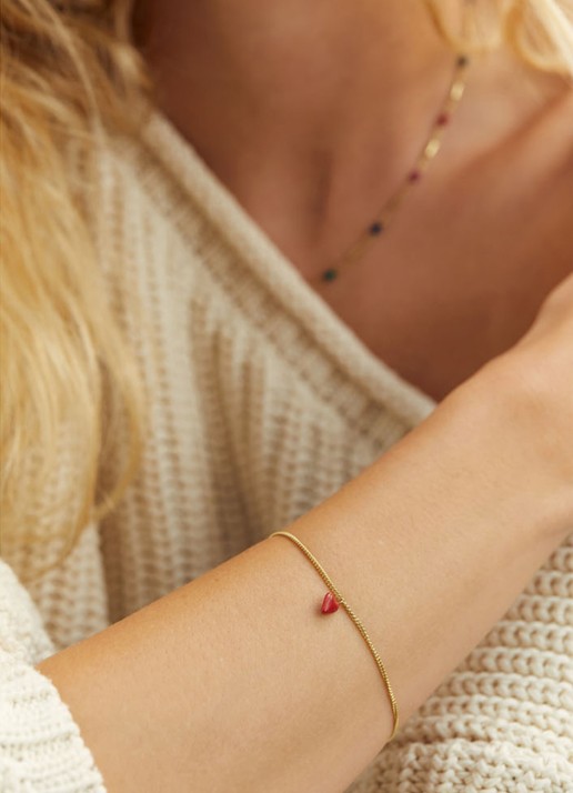 Anna + Nina Heart Beat armband verguld - voorkant 3 goud
