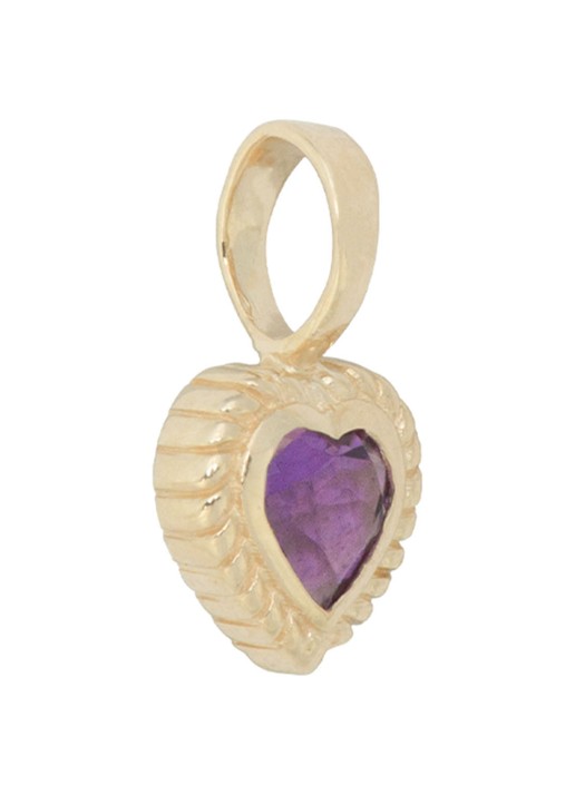 Anna + Nina Heart hanger van 14 karaat geelgoud met amethist  - detail 3 geelgoud