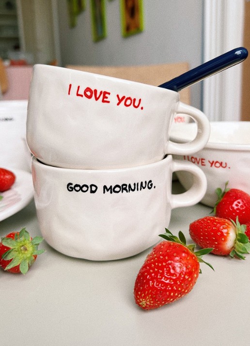 Anna + Nina I Love You cappuccino kopje 25 cl - voorkant 2 wit