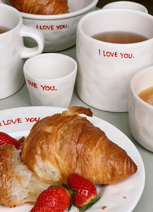 Anna + Nina I Love You ontbijtbord 22 cm - voorkant 2 wit