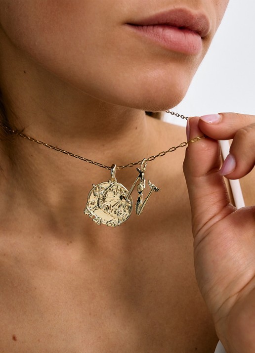 Anna + Nina Initial muse hanger N verguld - voorkant 2 goud
