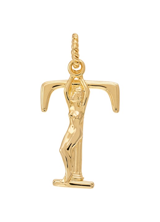 Anna + Nina Initial muse hanger T verguld